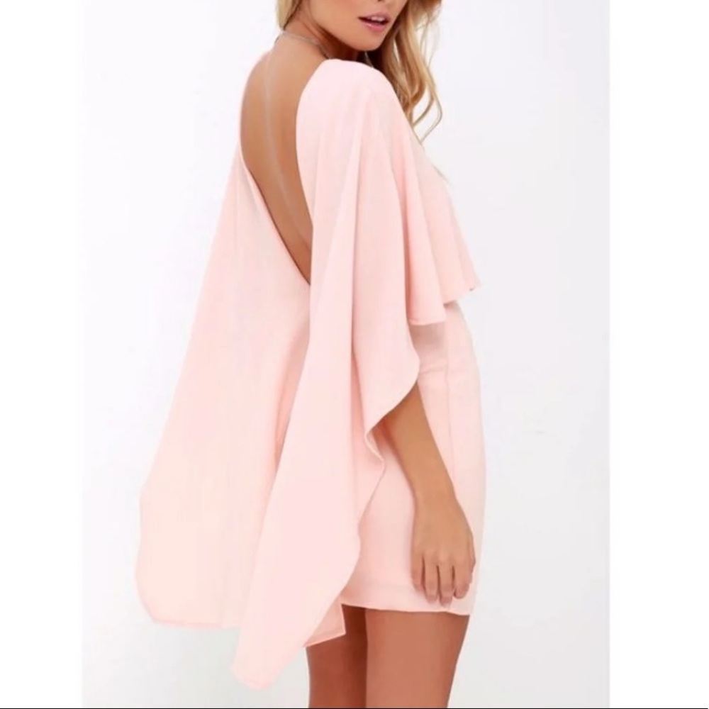 Lulus Backless Cape Sleeves Dress
